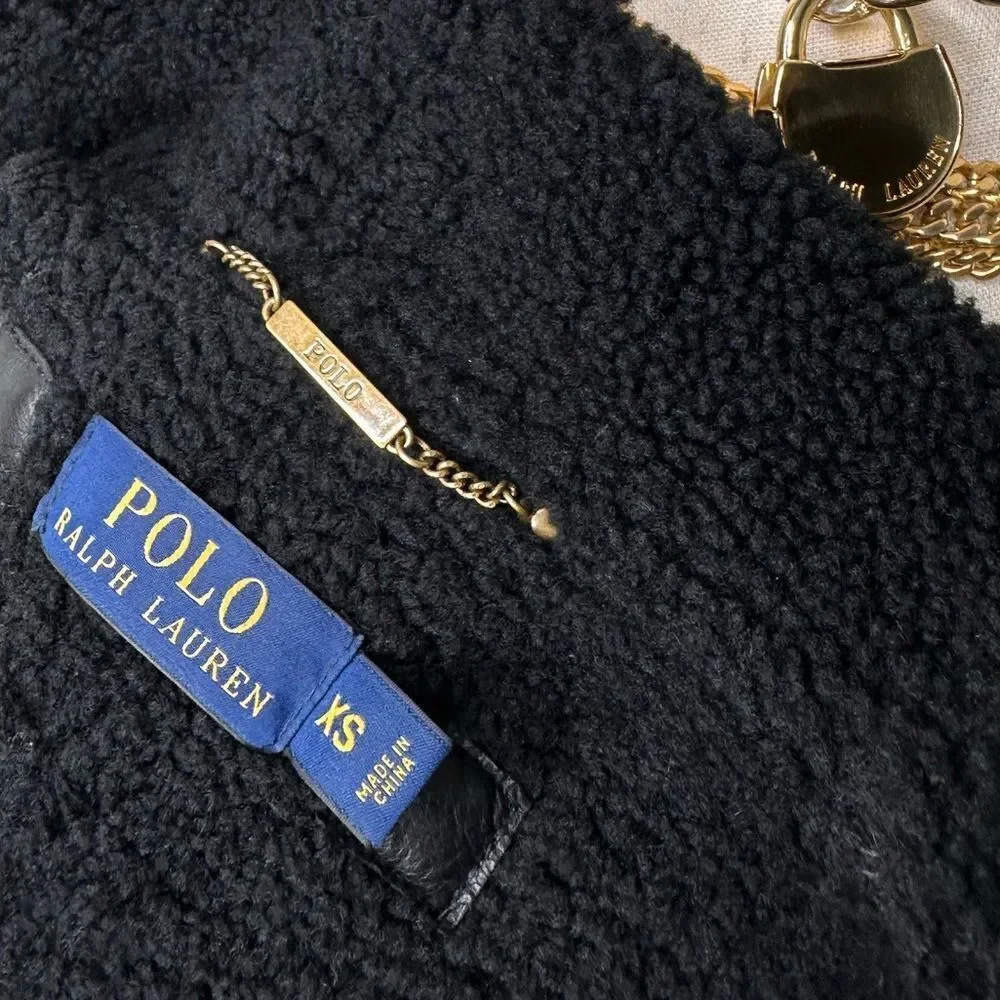 Polo Ralph Lauren Black Unisex Portuguese Lamb Shearling Aviator Vest - Picture 2 of 16